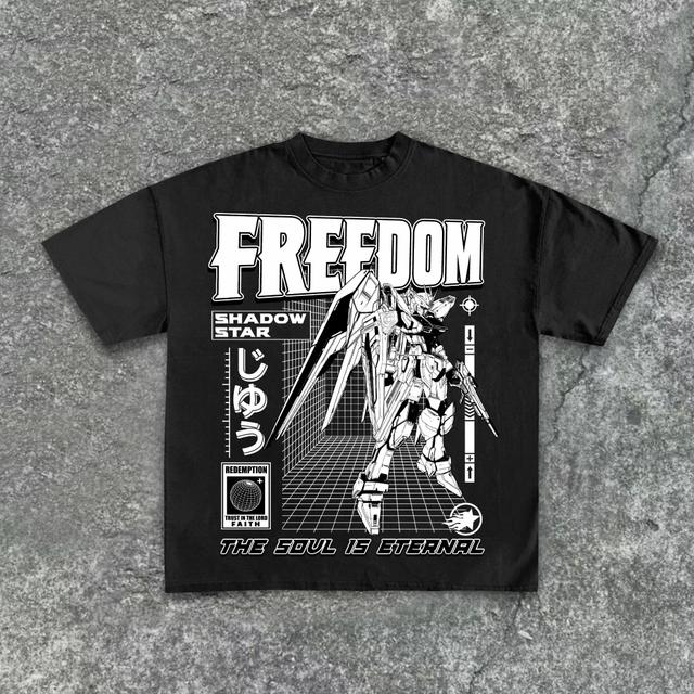 Shadowstar-Strike Freedom Gundam Graphic Print Cotton T-Shirt Product Image