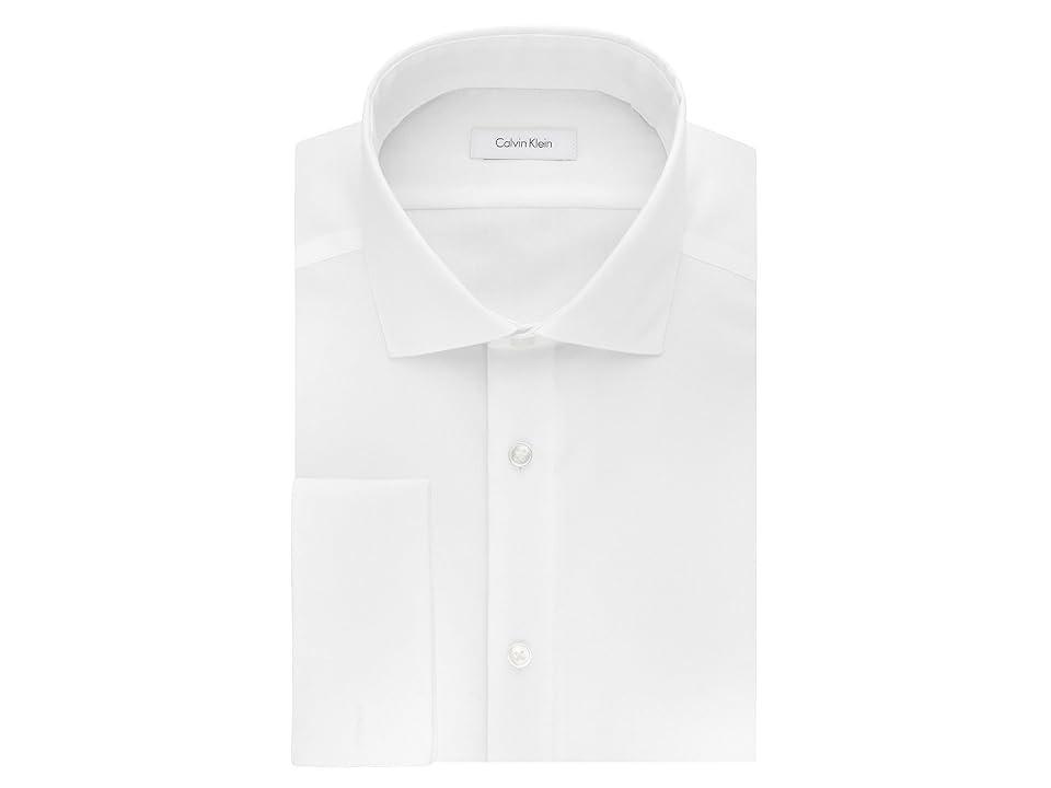 Calvin Klein Men's Dress Shirt Slim Fit Non Iron Solid French Cuff (White) Men's Long Sleeve Button Up Product Image