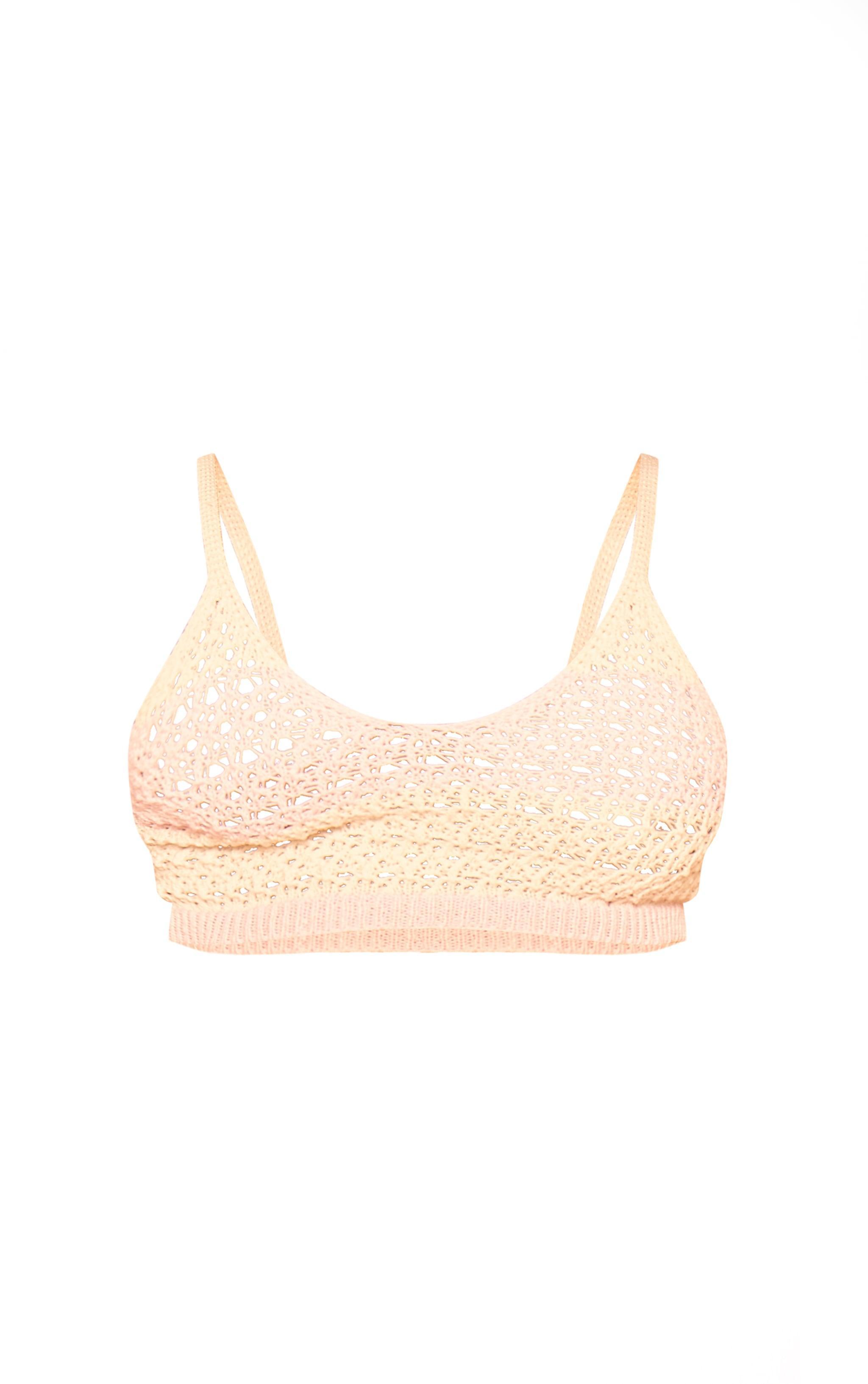 Plus Pink Striped Crochet Knit V Neck Crop Top Product Image