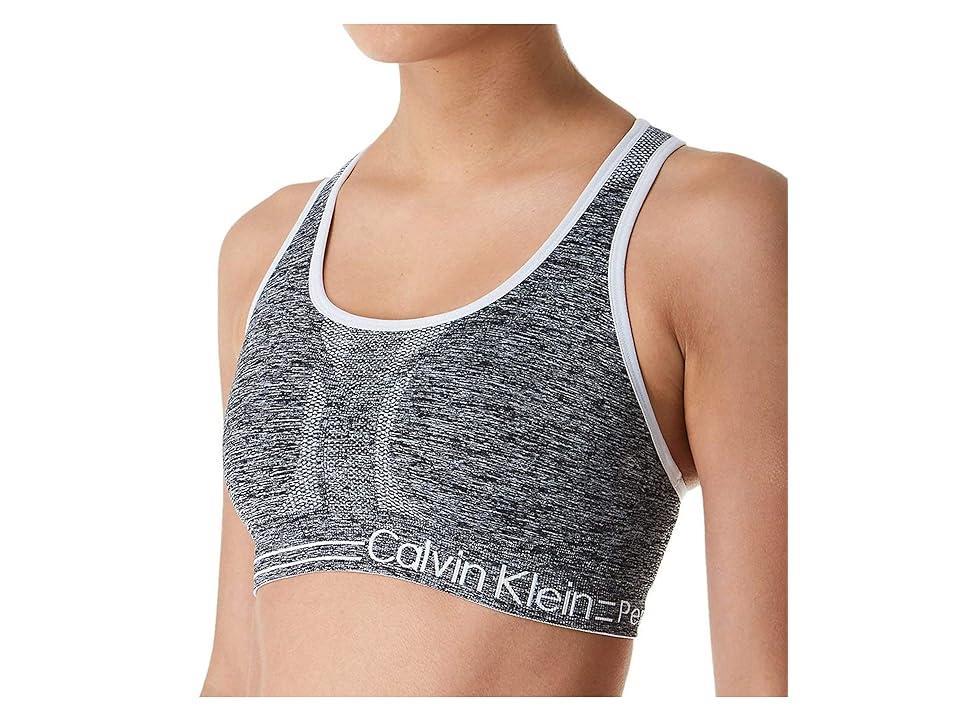 Calvin Klein Women's Performance Moisture Wicking Medium Impact Reversible Seamless Sports Bra (Heather Grey/White) Women's Bra Product Image