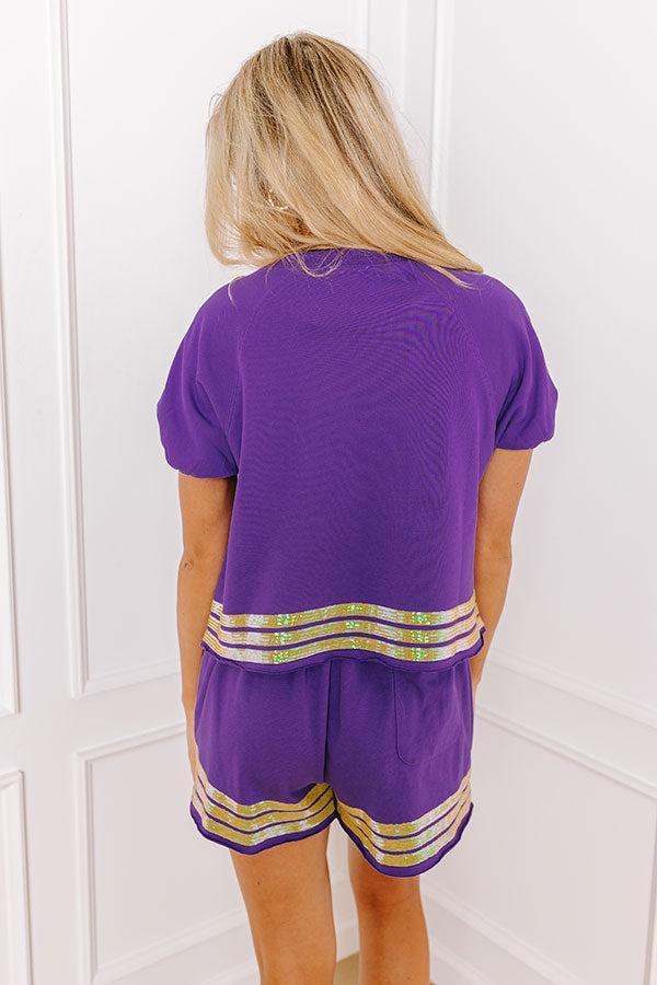 Sideline Social Embroidered Top in Purple Product Image