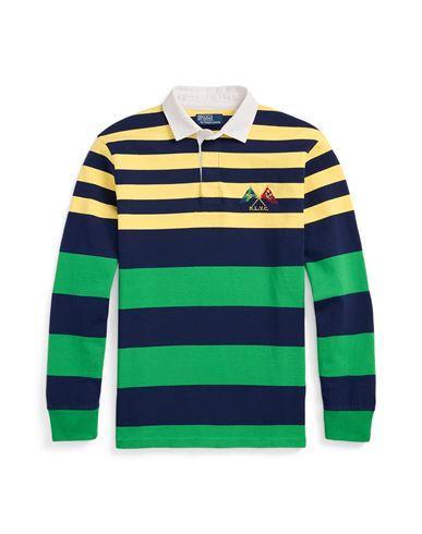 POLO RALPH LAUREN Classic Fit Striped Jersey Rugby Shirt Man Polo Shirt Navy Blue Size L Cotton Product Image