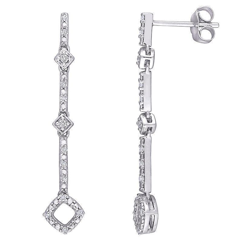 Stella Grace 10k White Gold 1/6 Carat T.W Diamond Dangle Earrings, Womens Product Image