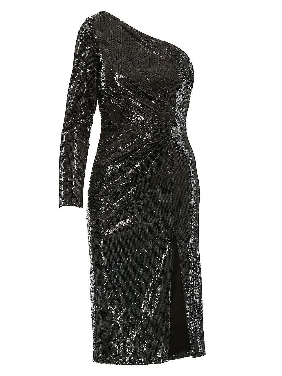 Ieena for Mac Duggal Sequin One-Shoulder Sheath Cocktail Dress Product Image