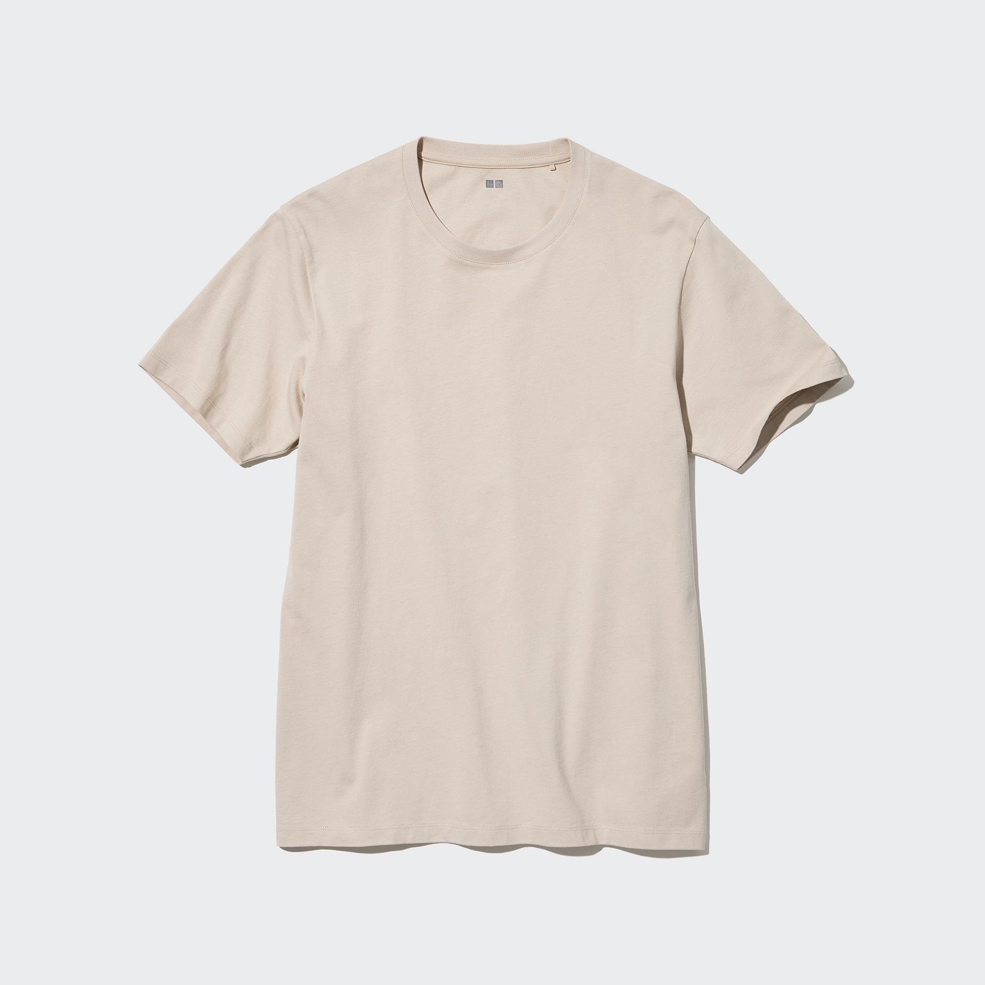 Mens Supima Cotton Crew Neck T-Shirt Beige 2XS UNIQLO US Product Image