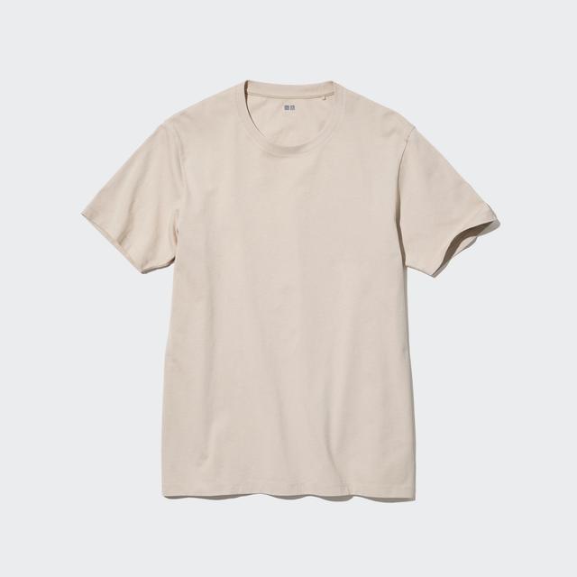 Mens Supima Cotton Crew Neck T-Shirt Beige 3XL UNIQLO US Product Image