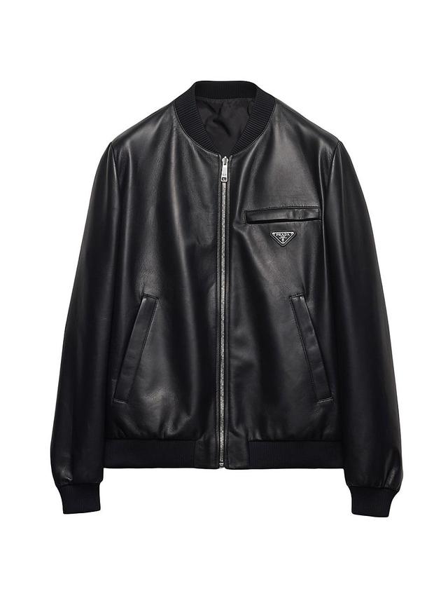 Mens Nappa Leather Bomber Jacket Product Image