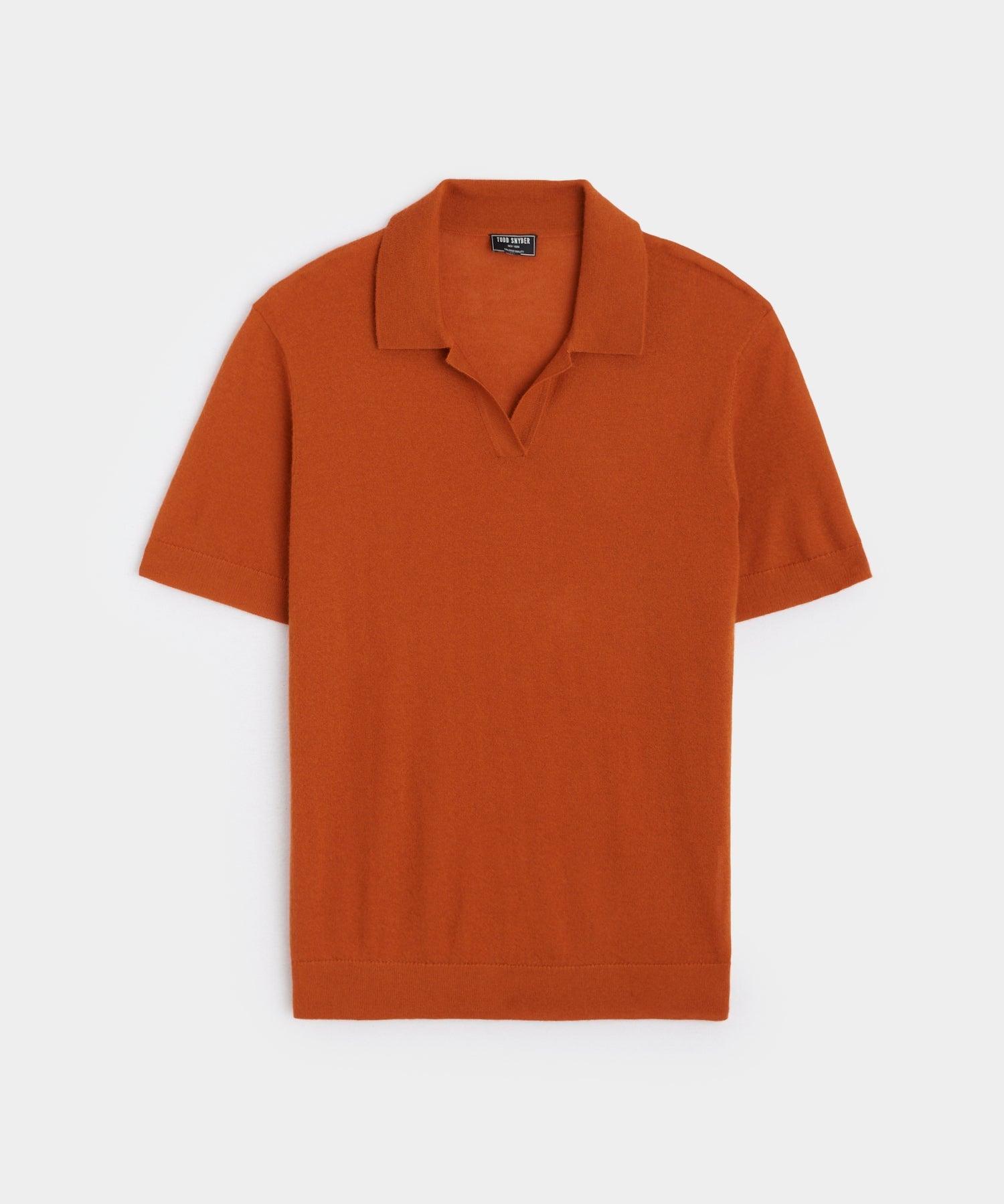 Premium Cashmere Montauk Polo in Copper Clay Product Image