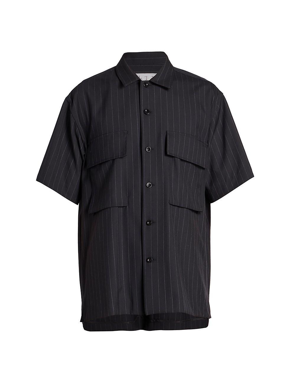 Mens Pinstriped Button-Up Shirt Product Image