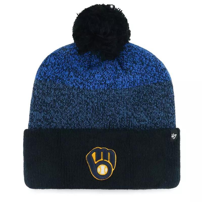 Mens 47 Milwaukee Brewers Darkfreeze Cuffed Knit Hat with Pom, Blue Product Image