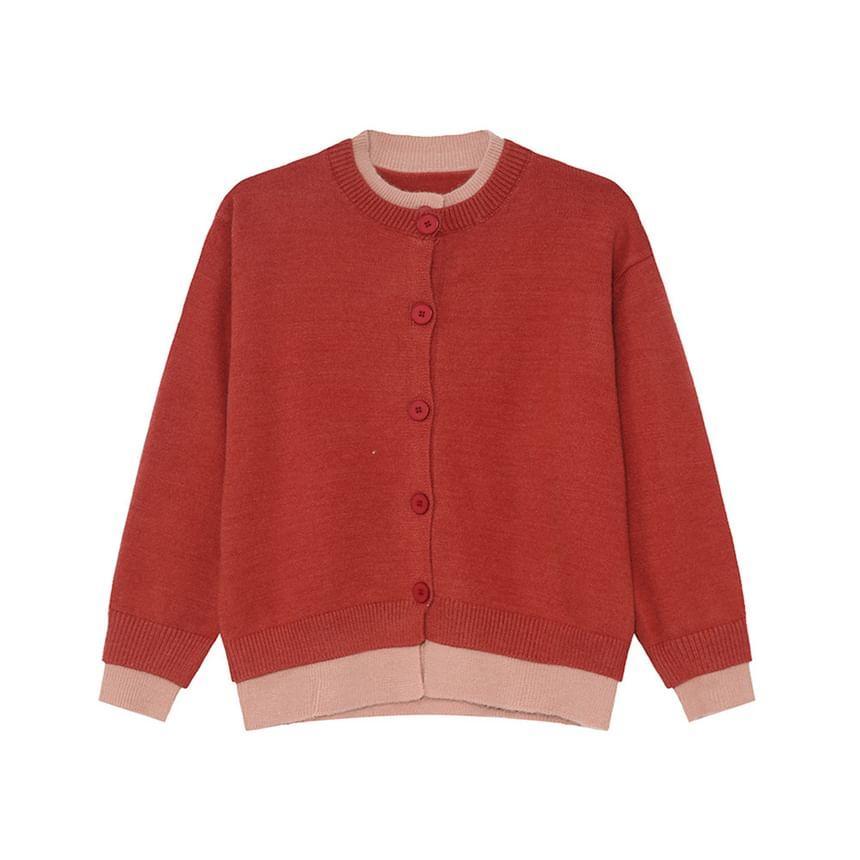 Mock Two-Piece Two Tone Button-Up Cardigan Product Image