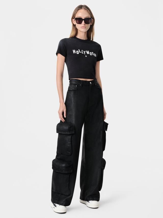 WOMEN - WOMEN'S WAXED BAGGY CARGO JEAN - Black Female Product Image