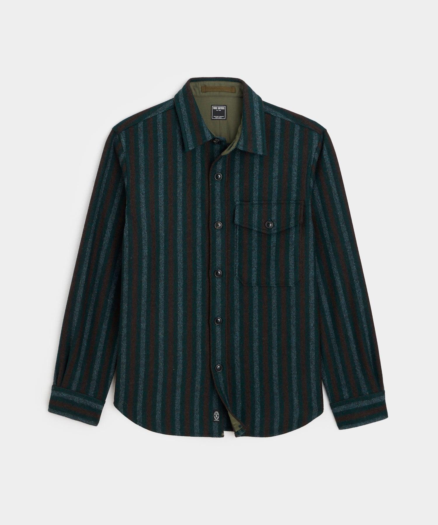 Wool Striped Utility Shirt Jacket in Blue Product Image