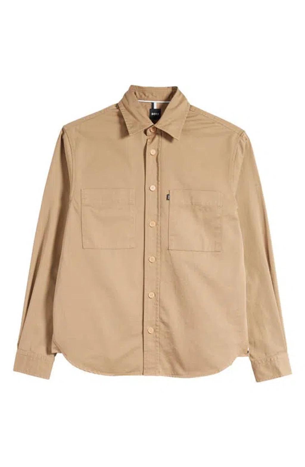 Owen Cotton Twill Button-up Shirt In Med Bge Product Image