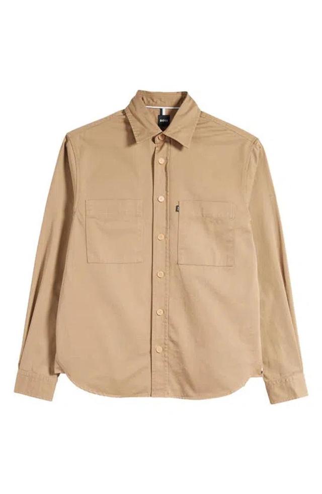 Owen Cotton Twill Button-up Shirt In Med Bge Product Image