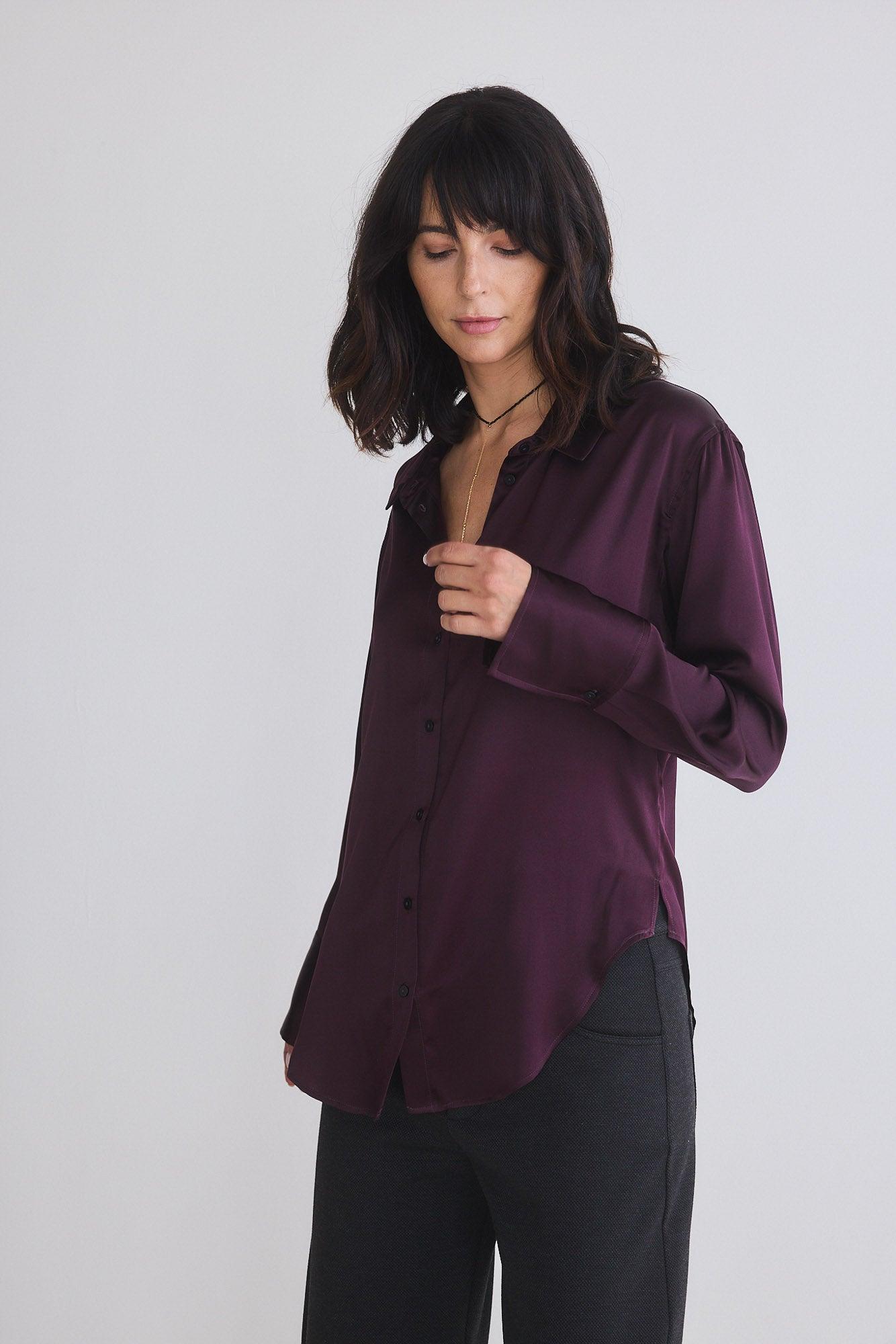 Shift Your Gaze Silk Button Down Blouse Product Image