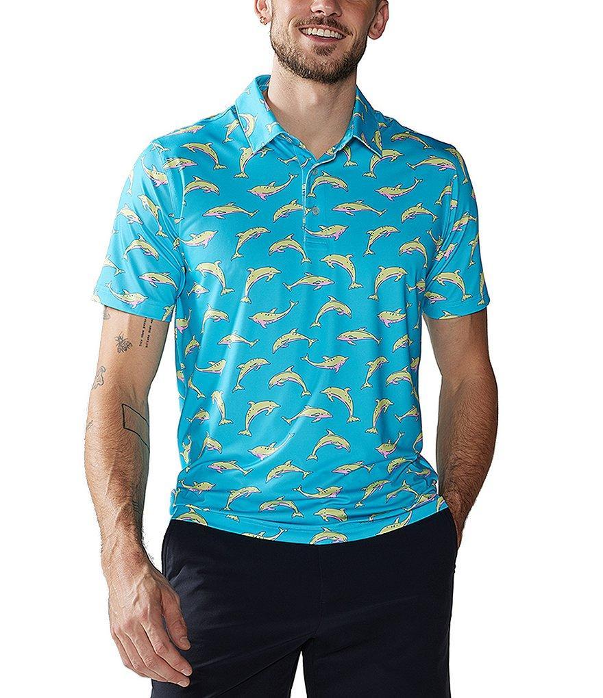 Chubbies Fly Dolphins Printed Short Sleeve Polo Shirt Product Image