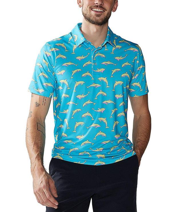 Chubbies Fly Dolphins Printed Short Sleeve Polo Shirt Product Image