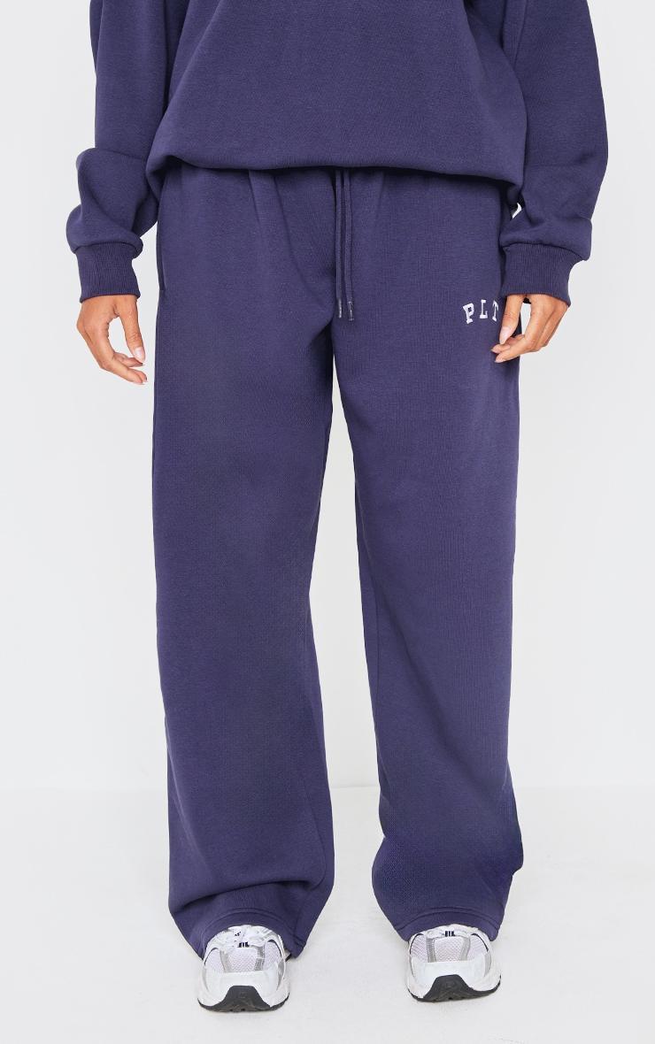 PRETTYLITTLETHING Navy Logo Oversize Wide Leg Sweatpants Product Image