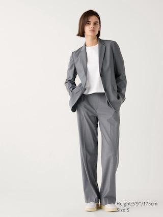 Womens Pleated Wide Pants Tall Gray XS UNIQLO US Product Image