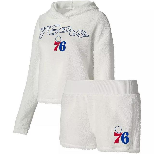 Womens College Concepts Cream Philadelphia 76ers Fluffy Long Sleeve Hoodie T-Shirt & Shorts Sleep Set Product Image