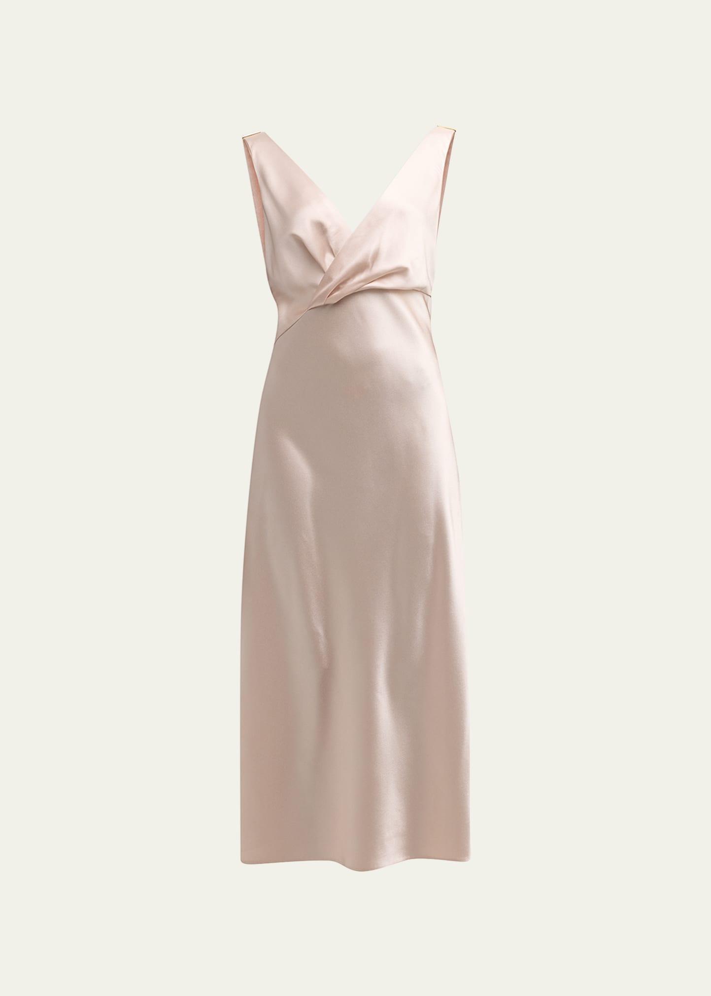 Womens Satin V-Neck Cocktail Dress Product Image