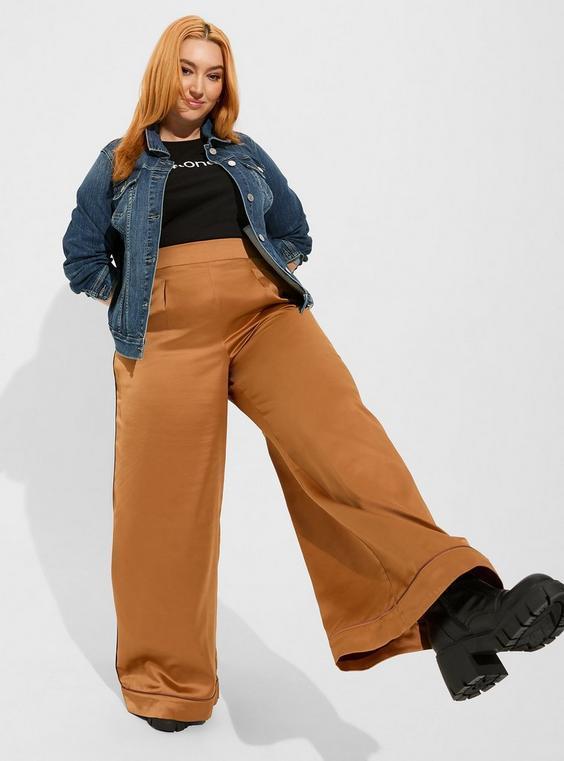 High-Rise Wide Leg Satin Pant Product Image