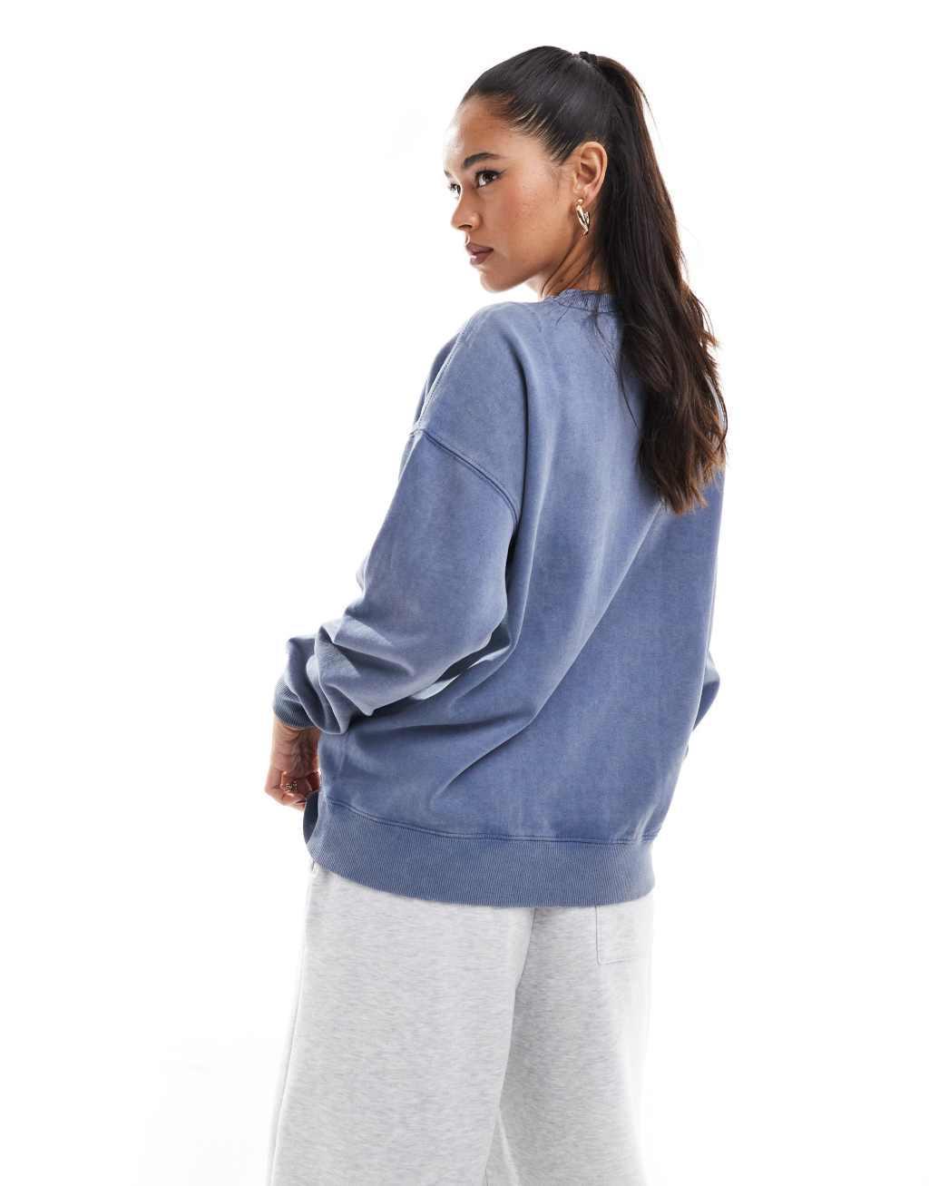 Pull&Bear oversized sweater in washed blue Product Image