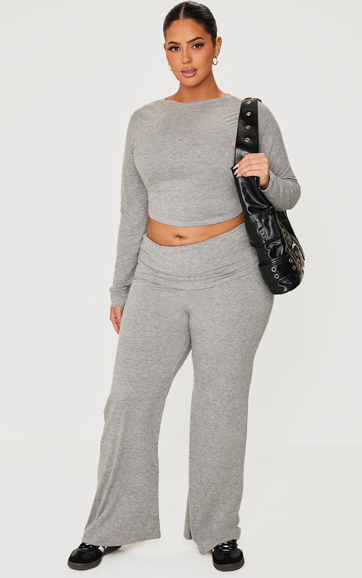 Plus Grey Marl Soft Touch Long Sleeve Top Product Image