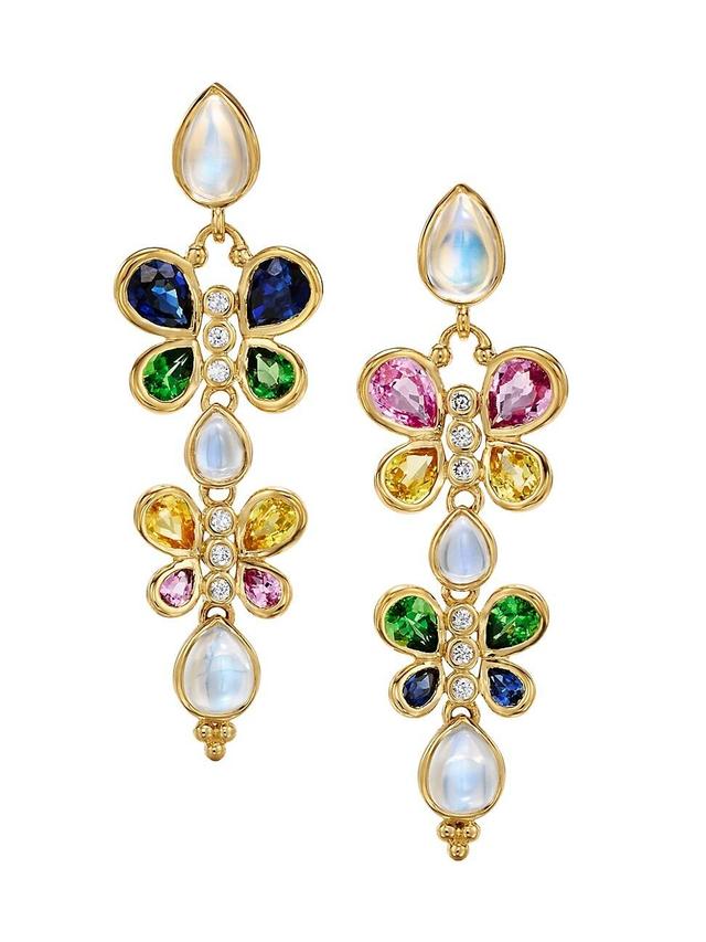 Womens FJ Flora 18K Yellow Gold, 0.1 TCW Diamond & Multi-Gemstone Drop Earrings Product Image