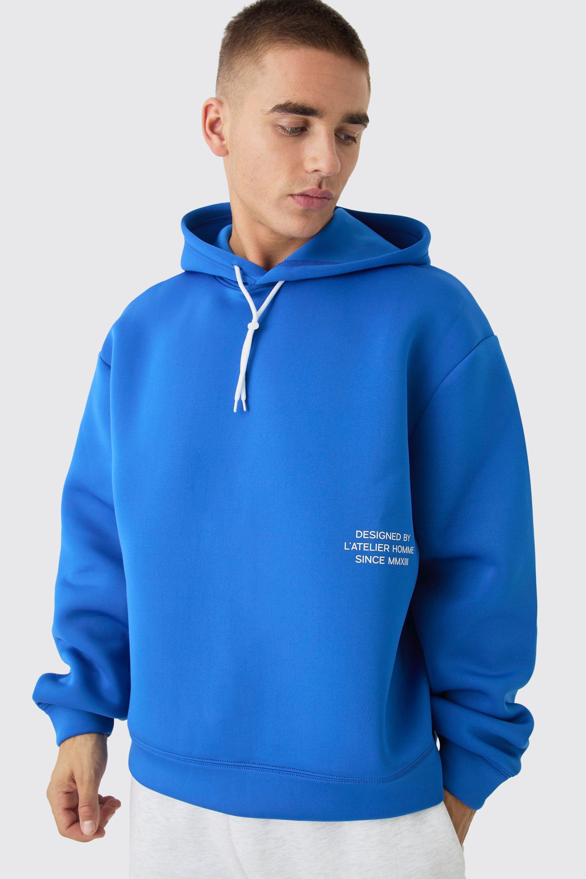 Oversized Boxy Bonded Contrast Tie Scuba Hoodie | boohooMAN USA Product Image