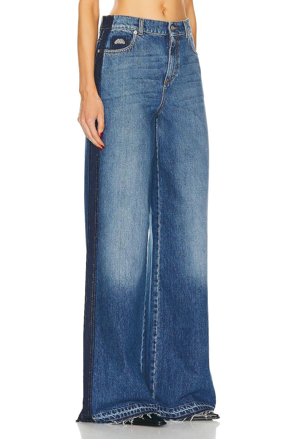 Alexander McQueen Denim Trouser in Worn Wash - Blue. Size 27 (also in 25). Product Image