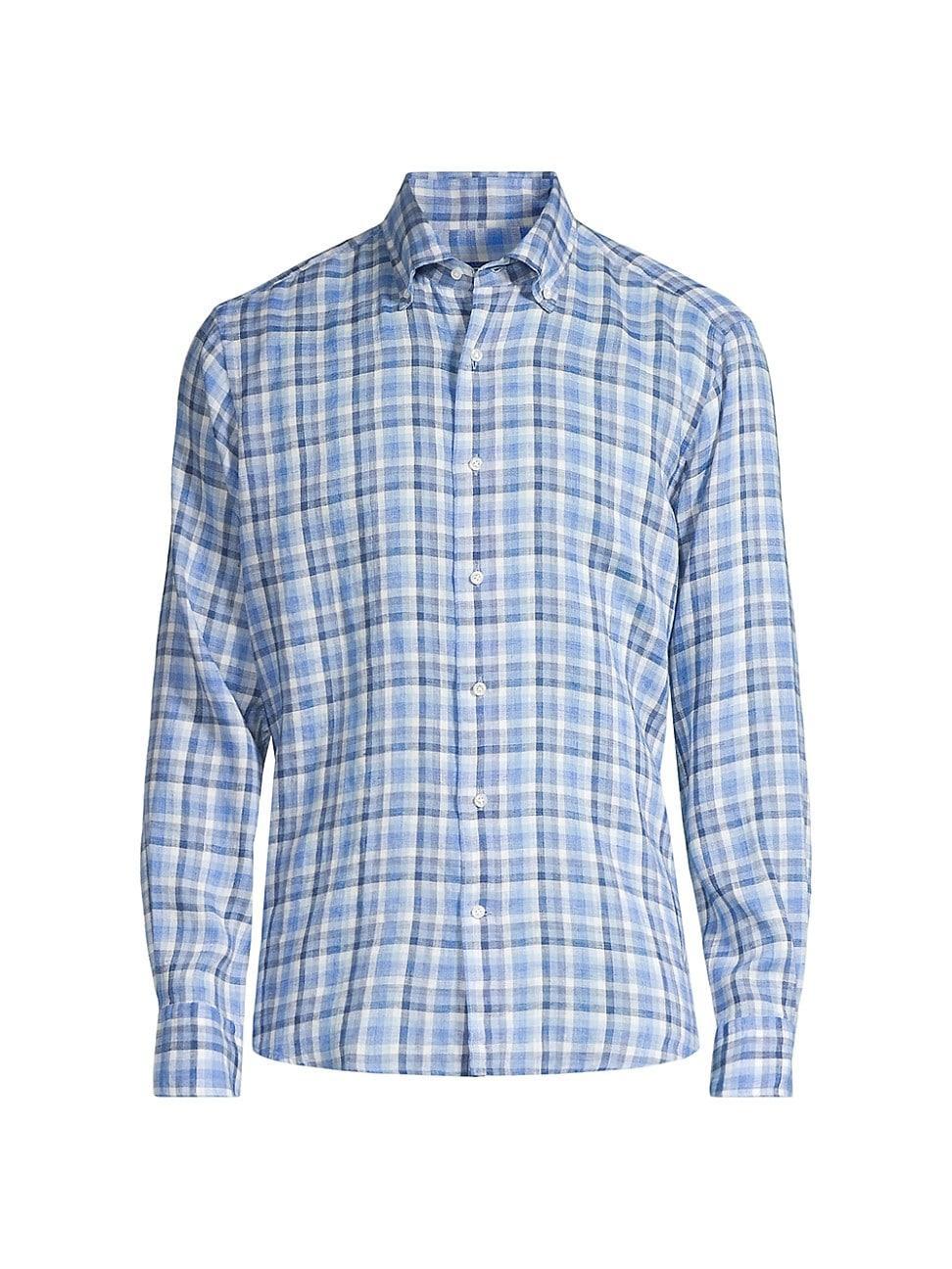 Mens Crown Crafted Bella Vue Plaid Linen Shirt Product Image