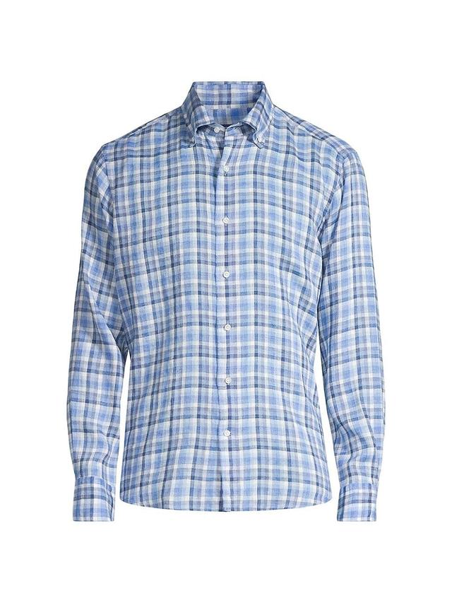 Mens Crown Crafted Bella Vue Plaid Linen Shirt Product Image