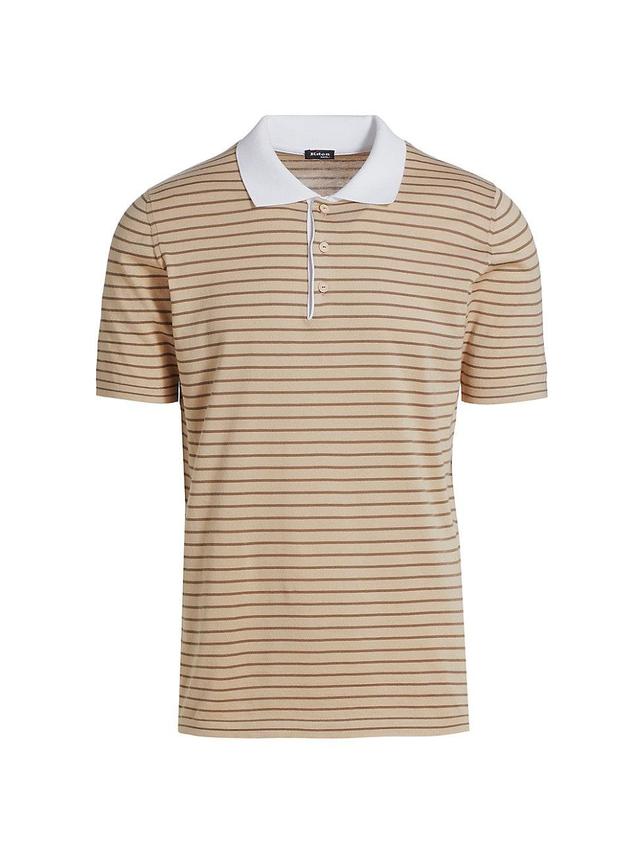 Mens Striped Cotton Polo Shirt Product Image