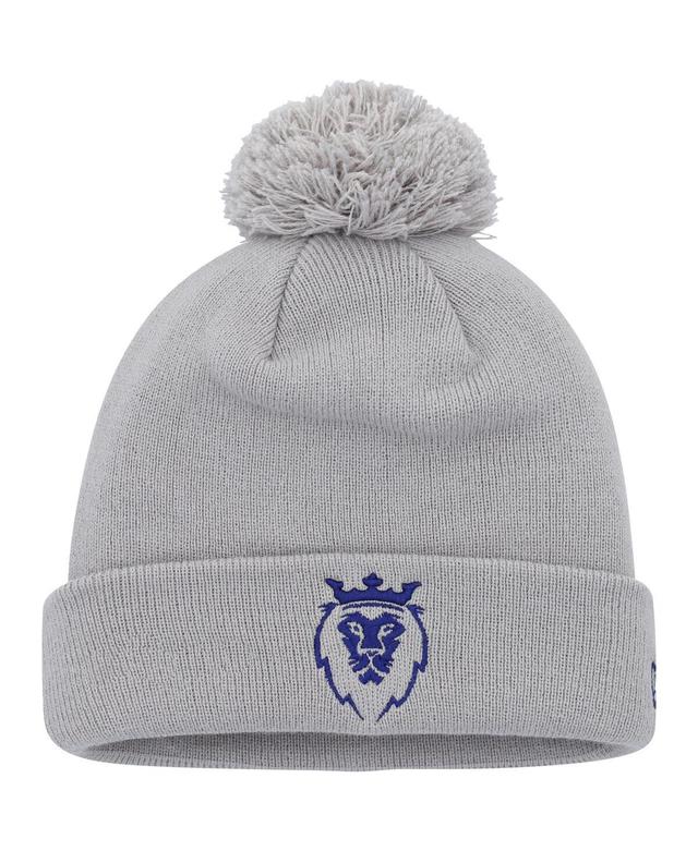 Mens New Era Gray Real Salt Lake Jersey Hook Cuffed Knit Hat with Pom, Grey Product Image