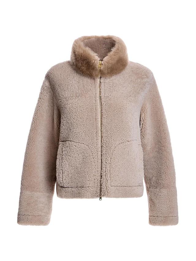 Womens Boxy Shearling Jacket Product Image