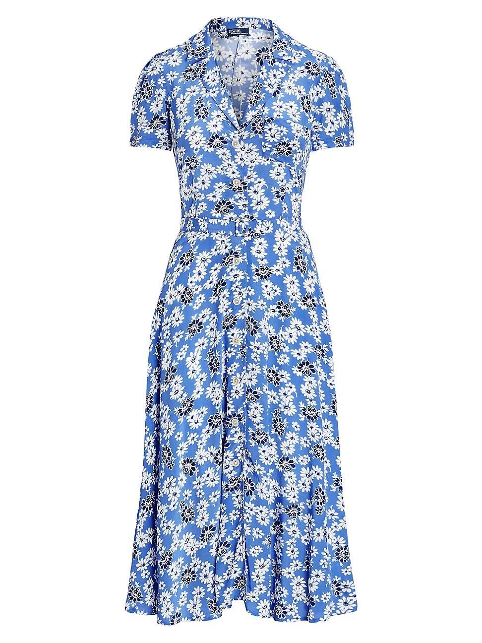 Womens Belted Floral Crepe Shirtdress Product Image