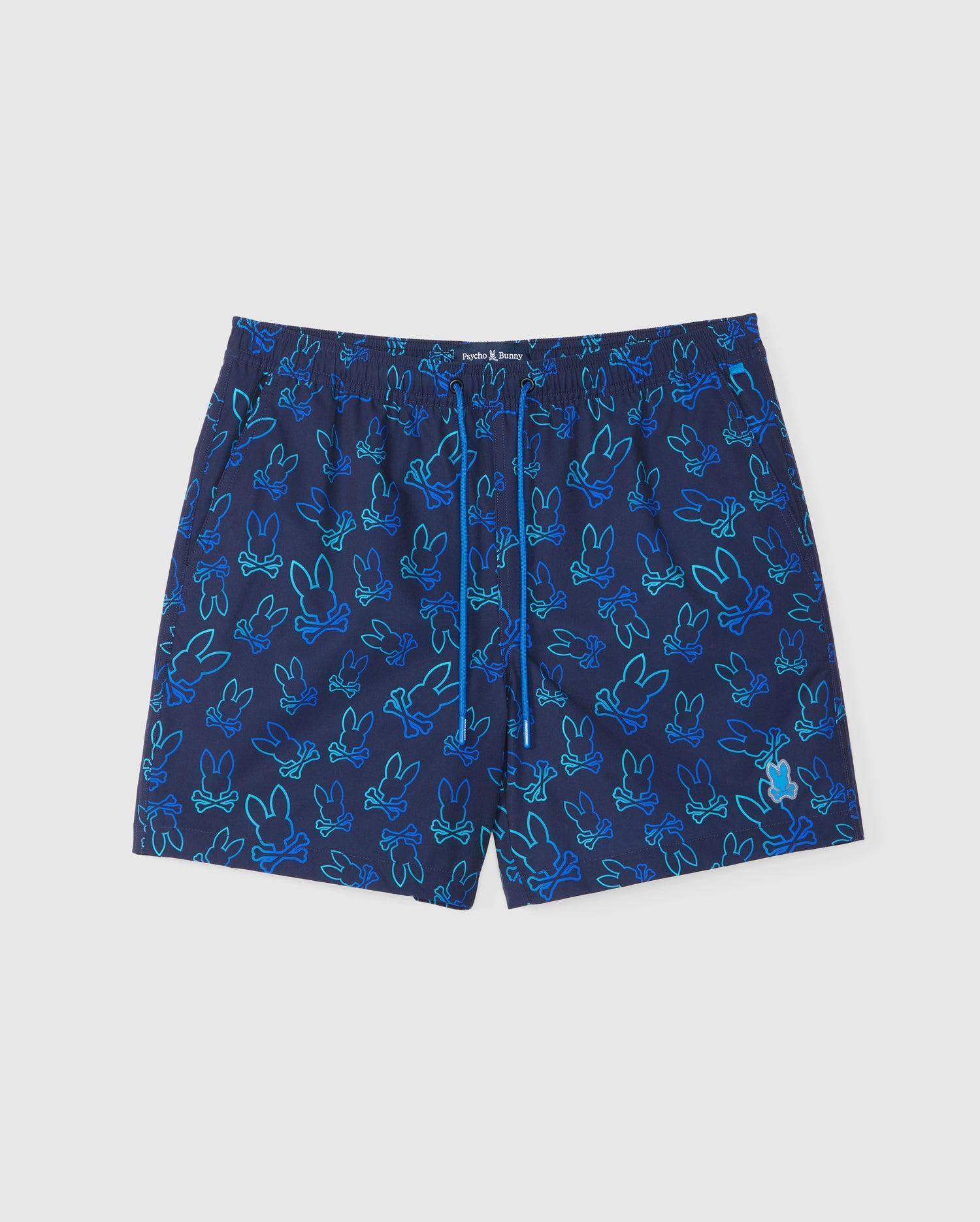 Psycho Bunny Men's Sheldon All Over Print Swim Trunk 410 NAVY Product Image