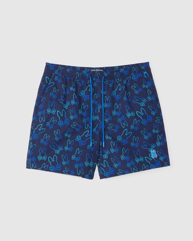 Psycho Bunny Mens Sheldon All Over Print Swim Trunk 410 NAVY Product Image