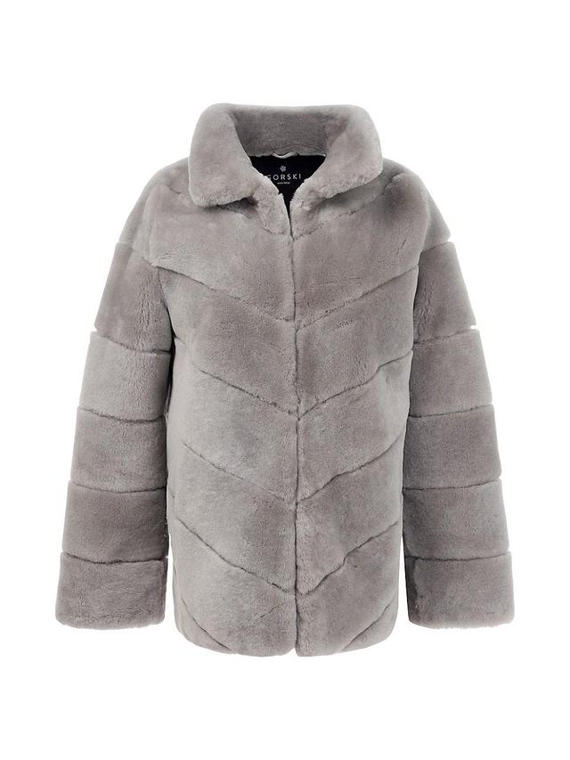 Womens Select Shearling Lamb Chevron Jacket Product Image