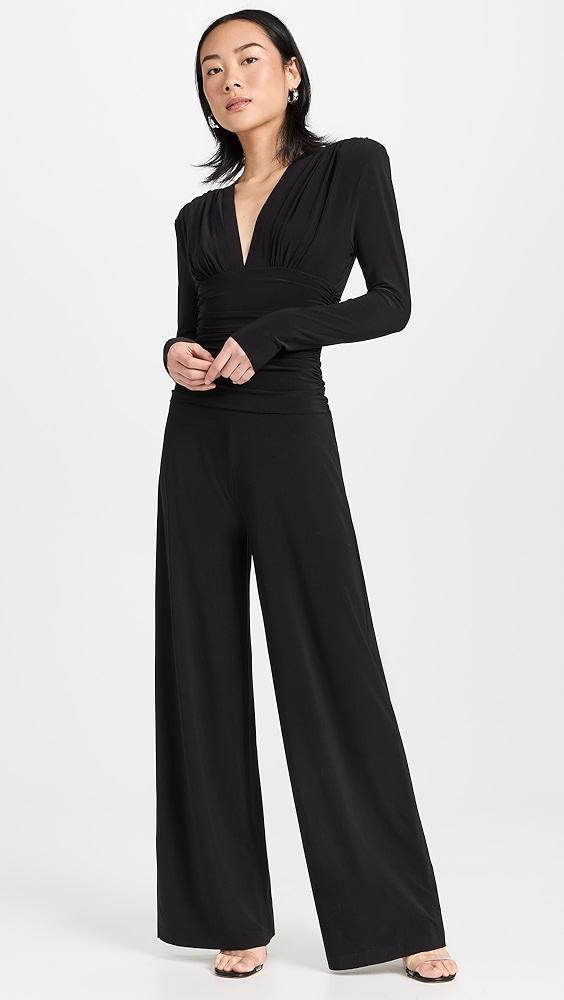 Norma Kamali V Neck Shirred Waist Jumpsuit | Shopbop Product Image