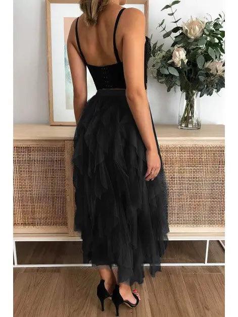 Black A-Line Long Tulle Skirt Female Product Image