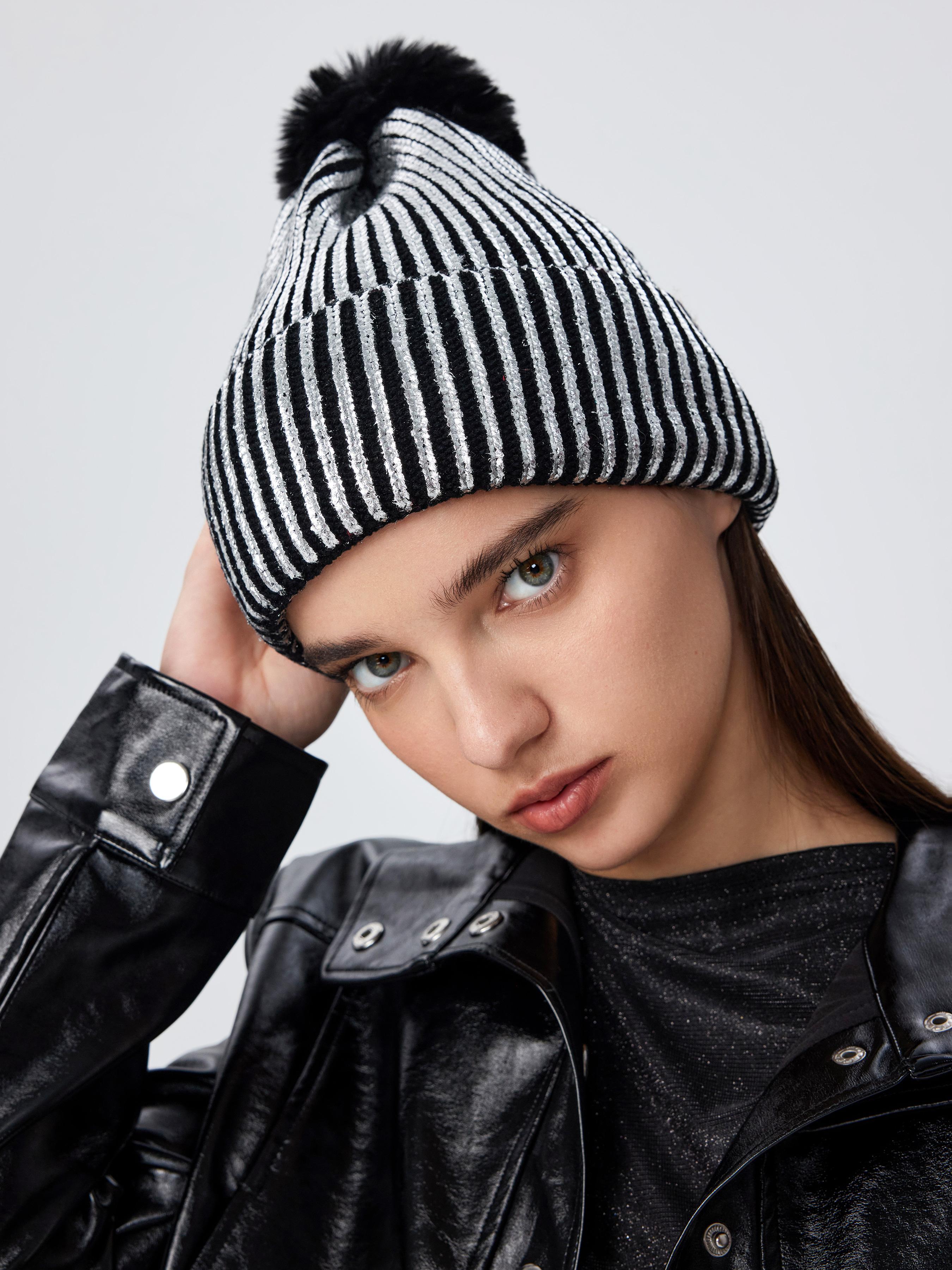 Winter Warm Striped Knitted Beanie  Product Image