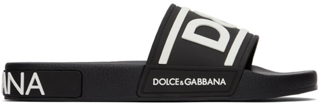 Logo-embossed Rubber Slides In Black White Product Image