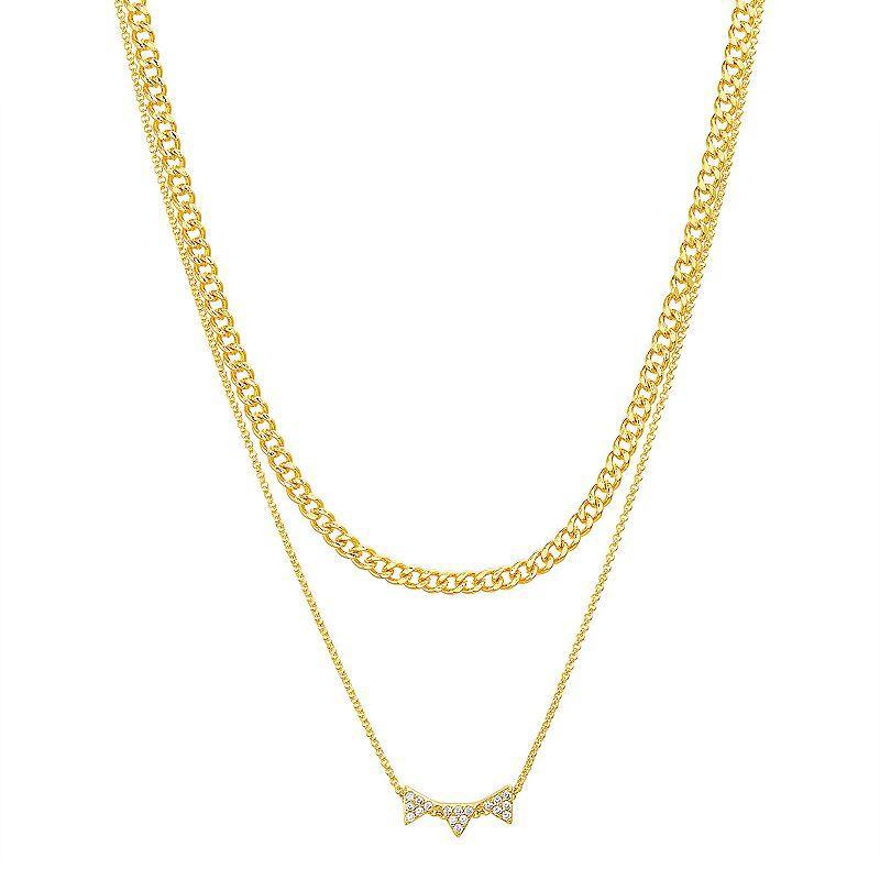 Paige Harper 14k Gold Over Recycled Brass with Cubic Zirconia Curb & Round Cable Layered Chain Necklace, Womens Gold Tone Product Image