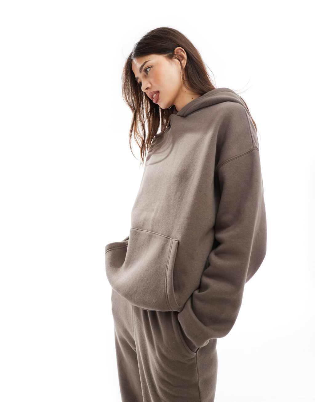 Cotton On essential relaxed hoodie in dark truffle product image