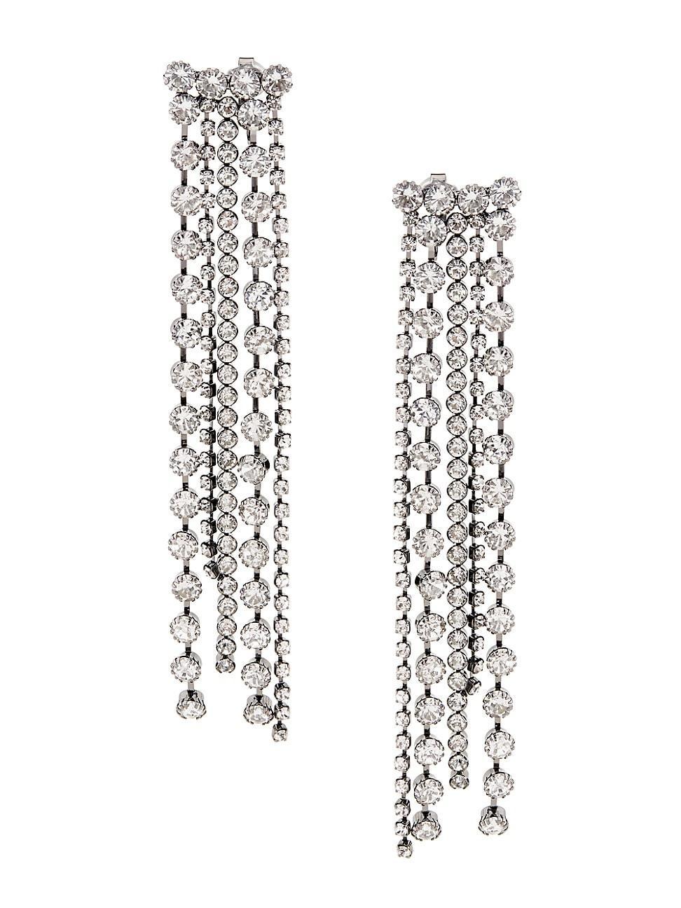 Womens Gunmetal-Tone & Crystal Five-Row Drop Earrings Product Image