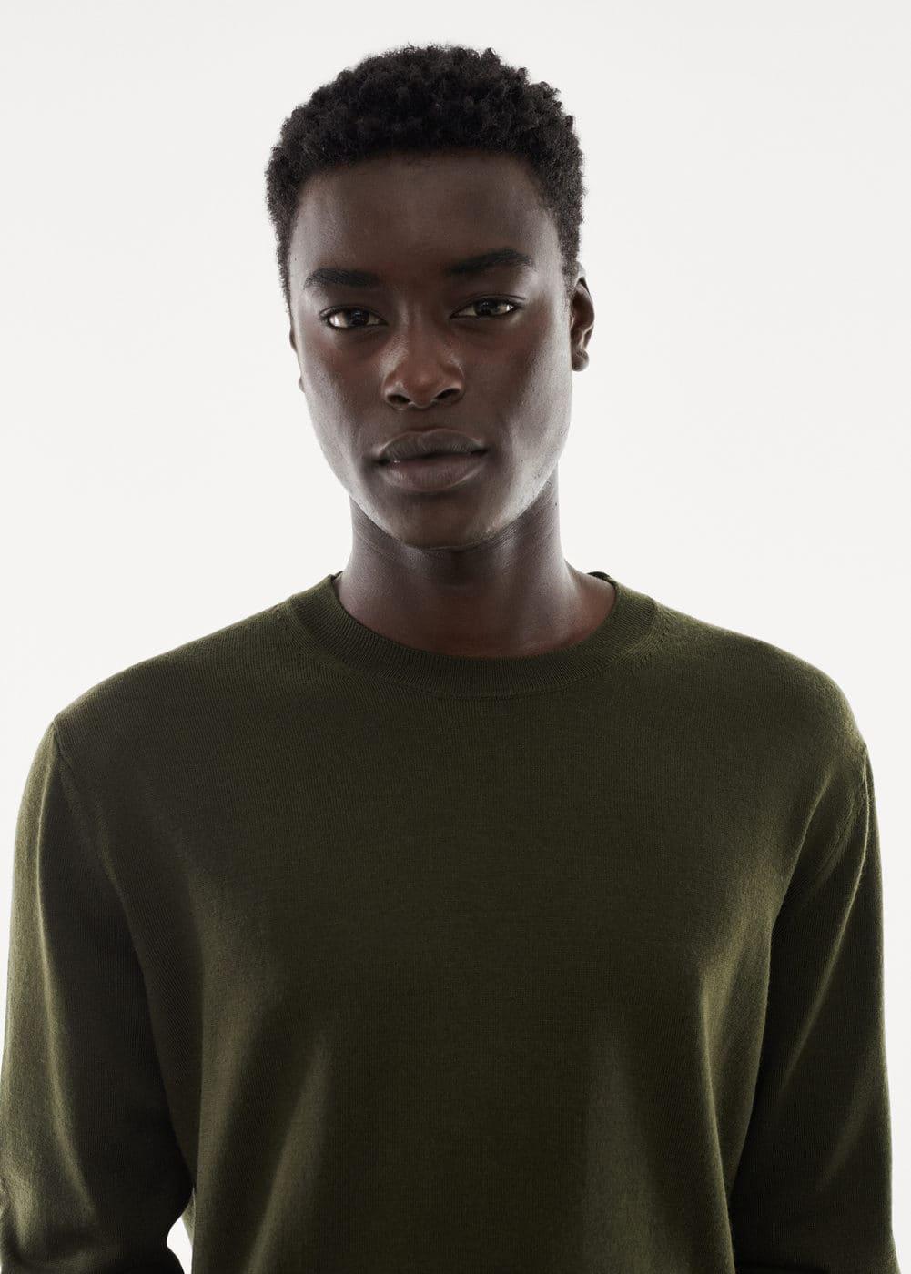 MANGO MAN - Merino wool washable sweater olive greenMen Product Image