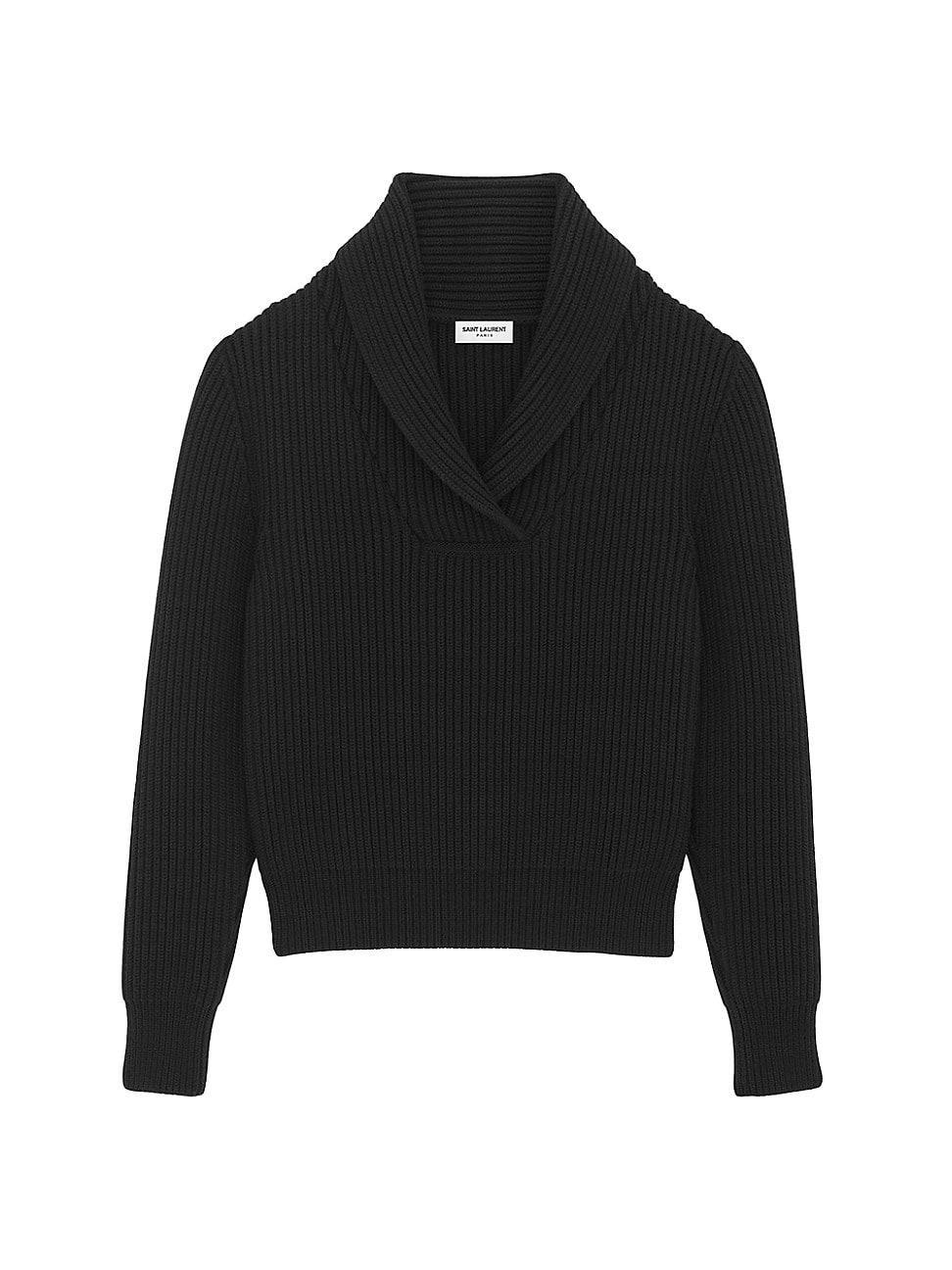 Mens Shawlneck Sweater In Ribbed Wool Product Image